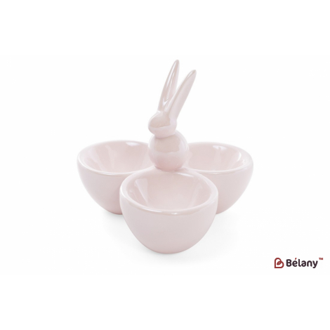 Керамічна підставка для яєць (3 шт) 11.5 см "Easter joy", рожевий перламутр