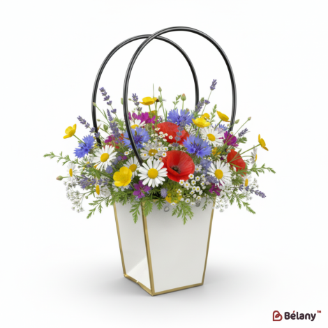 Сумка для цветов "Gold Kant #2" белая