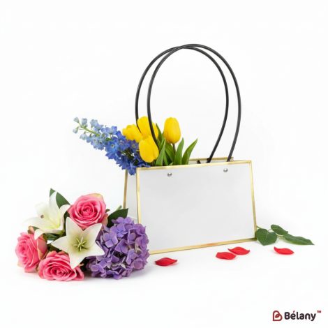 Сумка для цветов "Gold Kant #4" белая