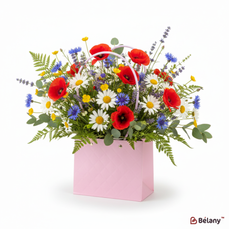 Сумка для цветов "Leather" розовая