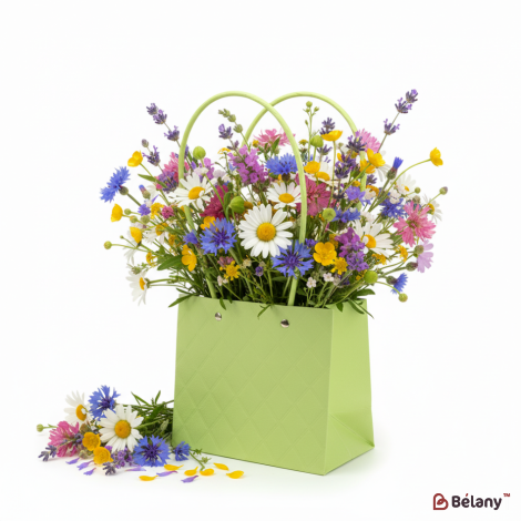 Сумка для цветов "Leather" салатовая