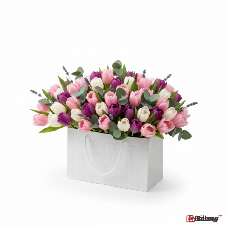 Сумка для цветов "Square" белая