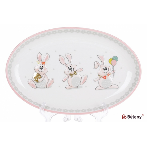 Керамическое блюдо 29 см "Merry fellow" ,белый с розовым