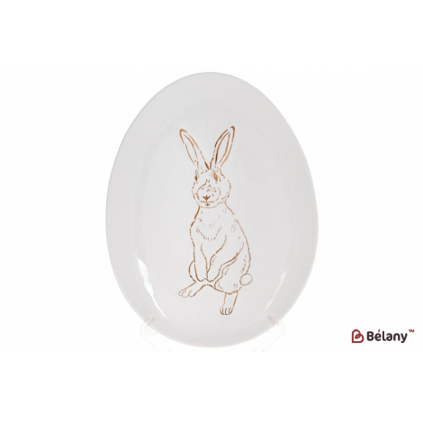 Керамічне блюдо 27 см "Golden bunny", білий