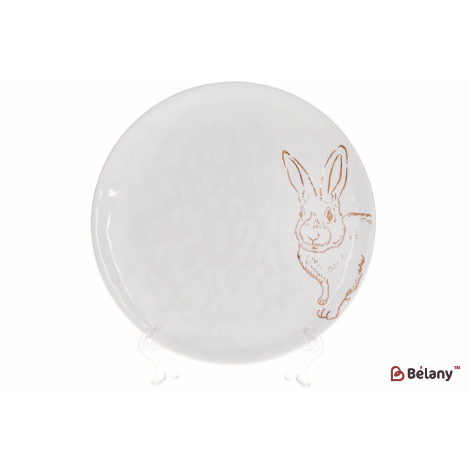 Керамічна тарілка 21.5 см "Golden bunny" білий