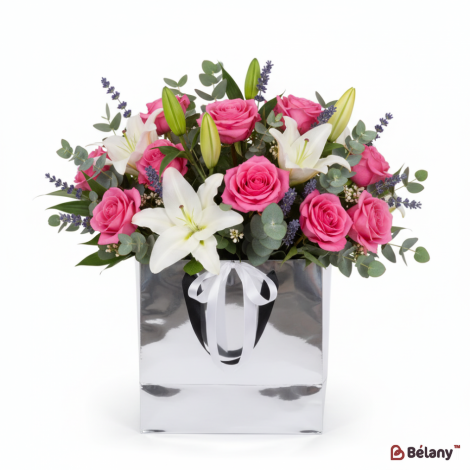 Сумка для цветов "Mirror" серебро M