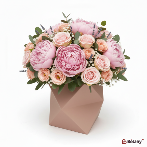 Коробка для цветов "Art" бежевая