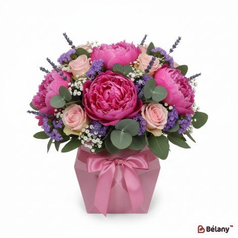 Коробка для цветов "Art" розовая