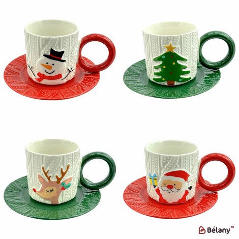 Набор из 4 кружек с блюдцем "Winter" 250мл