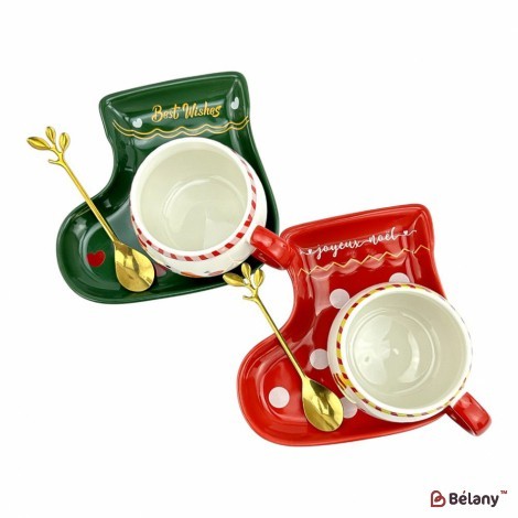 Набор из 2 кружек с блюдцем и ложкой "Сапожек" 230мл