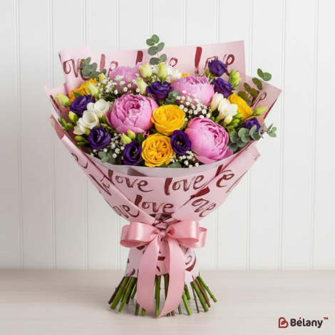 Пленка для цветов "Graffiti hearts" #02