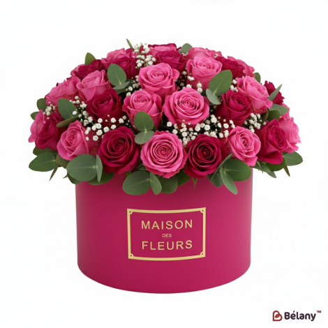 Круглая коробка "Maison Fleurs" малиновая