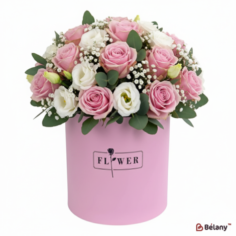 Круглая коробка "Love flower" розовая