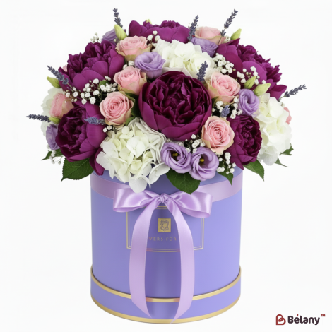 Круглая коробка "Flower for you" лиловая