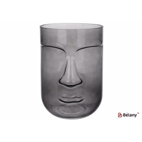Ваза Face стекло 20см, цвет - серый,