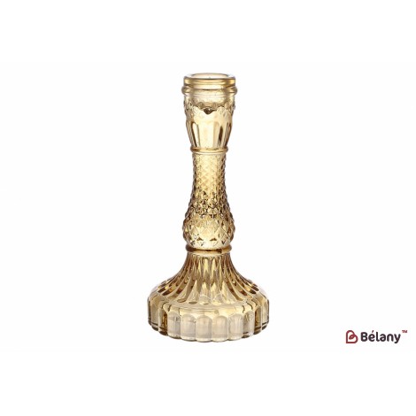 Подсвечник стеклянный Crystal (для тонкой свечи), D9.5*17см, цвет - янтарно-коричневый