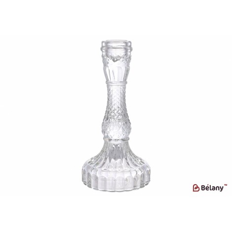 Подсвечник стеклянный прозрачный Crystal (для тонкой свечи), D9.5*17см
