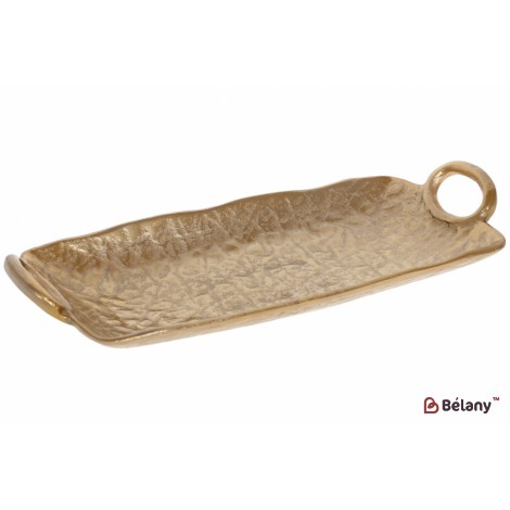 Декоративное прямоугольное блюдо с ручками 43см, цвет – золото.