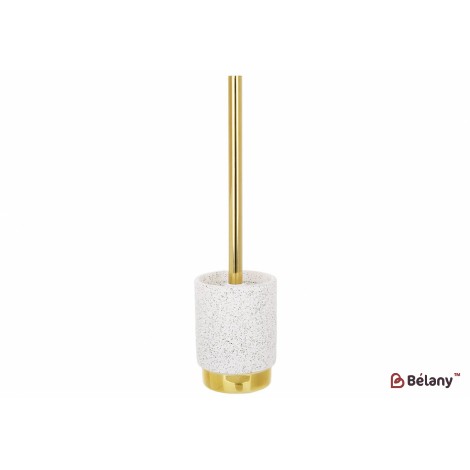 Ершик для унитаза с подставкой, дизайн – белый гранит с золотом.