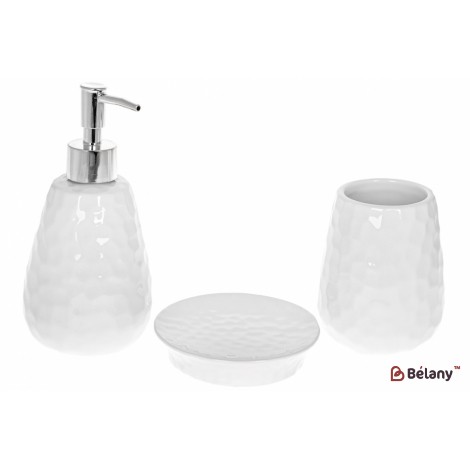 Набор для ванной (3 предмета): дозатор 360мл, стакан зубных щеток 300мл, мыльница, цвет - белый