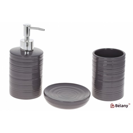 Набор для ванной (3 предмета): дозатор 390мл, стакан для зубных щеток 390мл, мыльница, цвет - графит