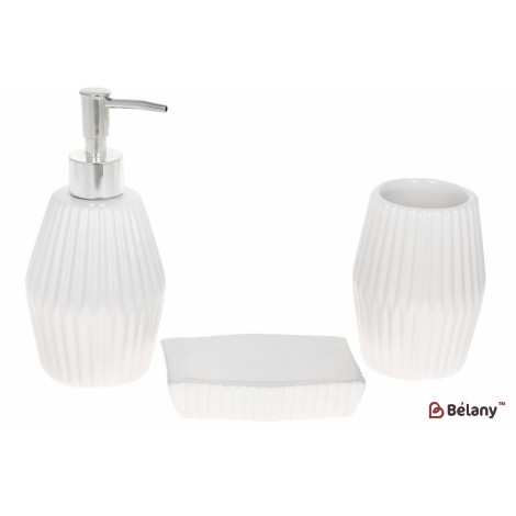 Набор для ванной (3 предмета): дозатор 350мл, стакан зубных щеток 350мл, мыльница, цвет - белый