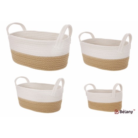 Набор плетеных корзин с ручками (4шт) для хранения, размер: 30*18*12см, 34*18*13см, 39*20*16см, 41*23*18см
