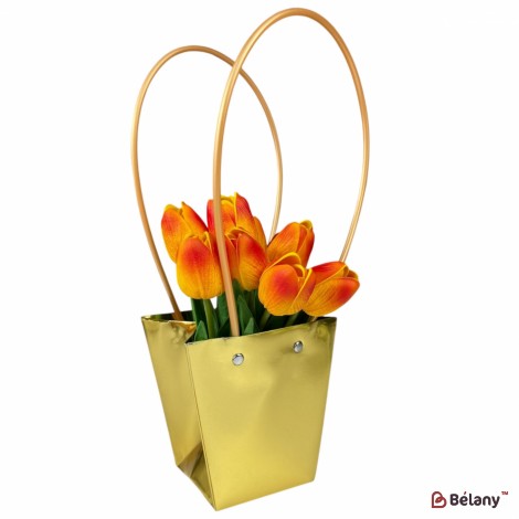 Набір із 10 золотих квіткових пакетів "Goldy #2" 12x12x8