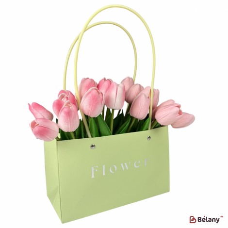 Набор из 10 зеленых пакетов "Flowers №3" 22x10,5x13,5