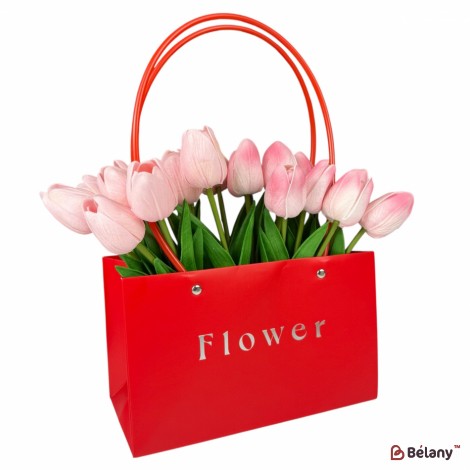 Набір із 10 червоних пакетів "Flowers №3" 22x10,5x13,5