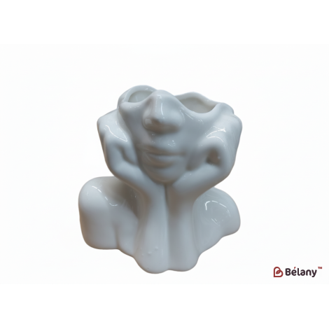 Керамическая ваза "Лицо с руками" белая L 42-45