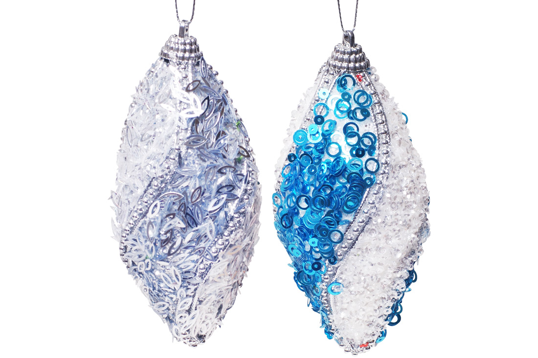 Ялинкова прикраса у формі оливи 12см, 2 дизайни - Фото