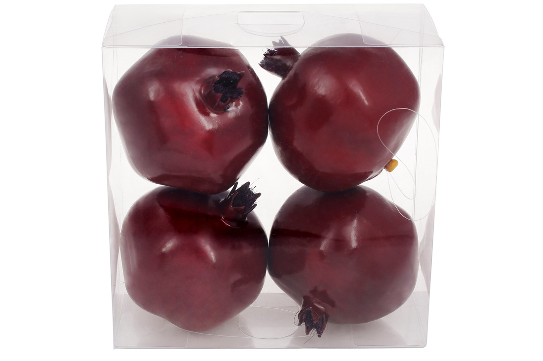 Набір (4шт) підвісних декоративних Гранатів, 8.5см, колір - темно-червоний - Фото