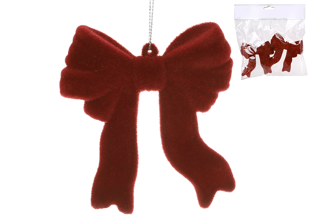 Набір (2шт) підвісок із флоку Бант 10см, колір - бордо - Фото