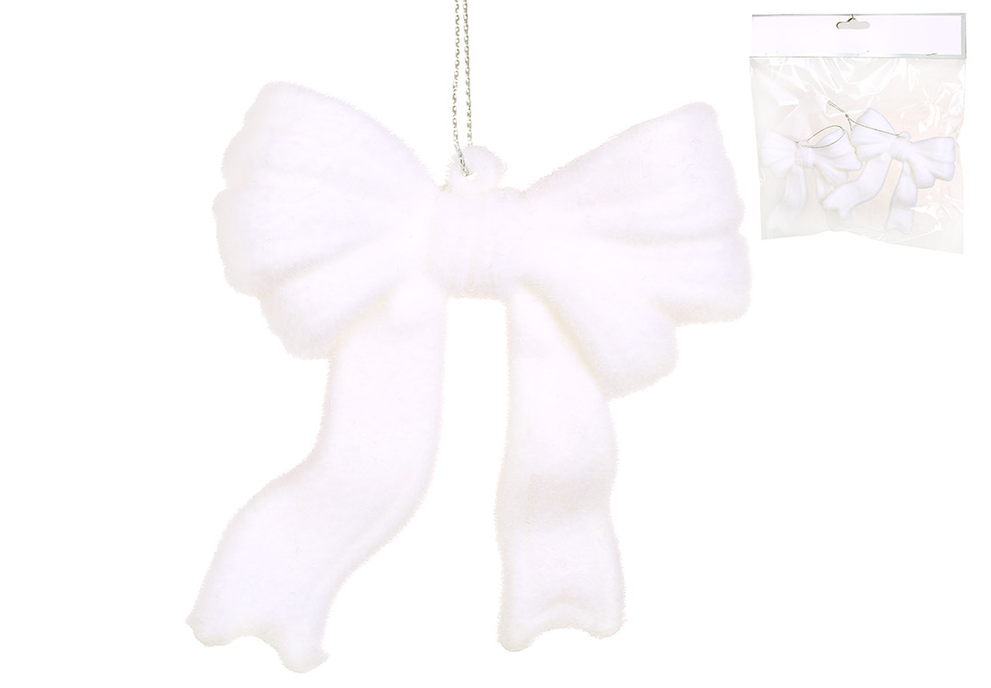 Набір (2шт) підвісок із флоку Бант 10см, колір - білий - Фото