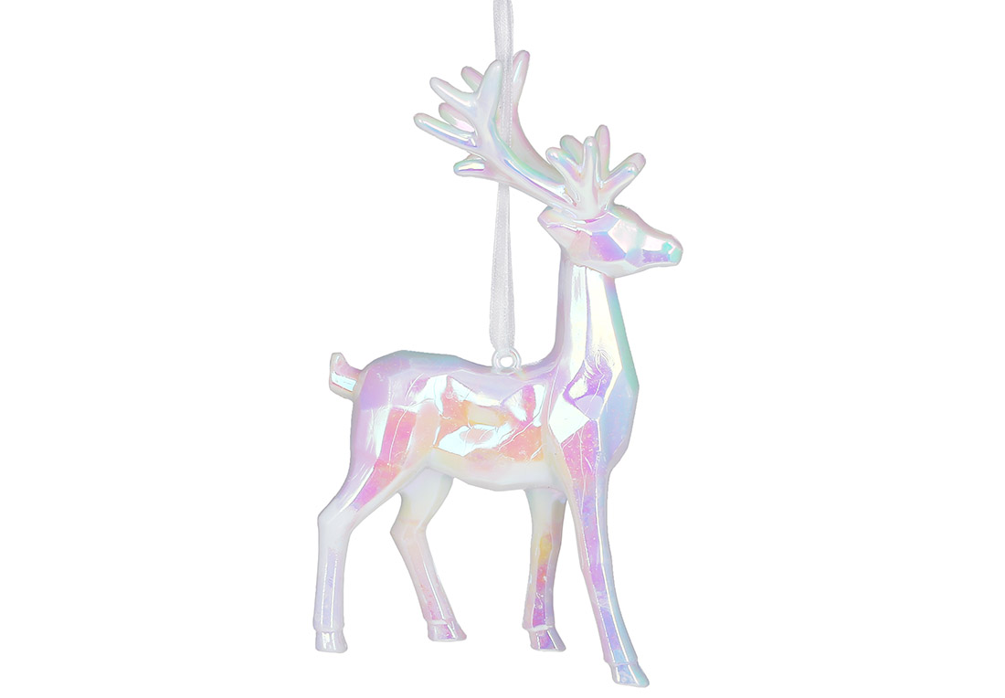 Акрилова підвіска Олень15см, колір - білий з перламутром - Фото