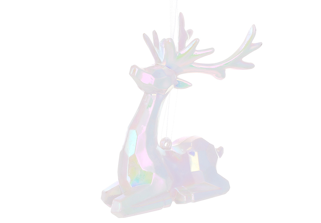 Акрилова підвіска Олень 9см, колір - білий з перламутром - Фото