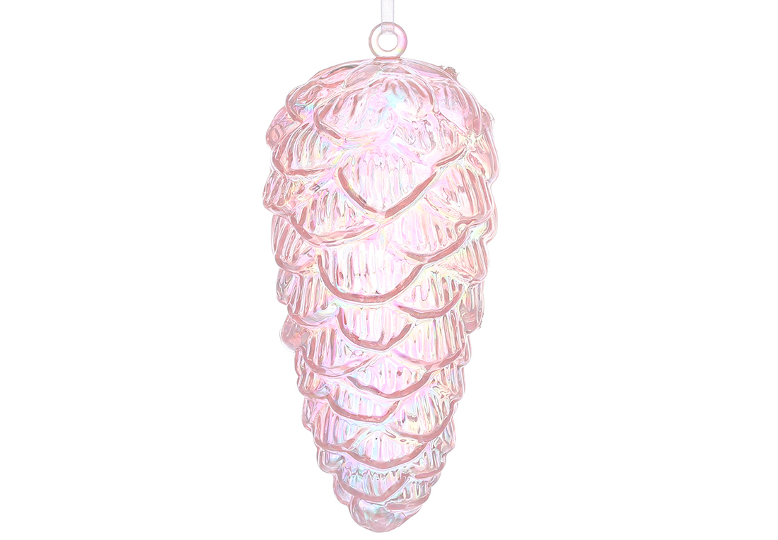 Акрилова підвіска Шишка 14см, колір - рожевий перламутр - Фото
