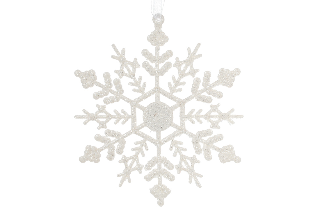 Ялинкова прикраса Сніжинка, 12см, колір - білий - Фото