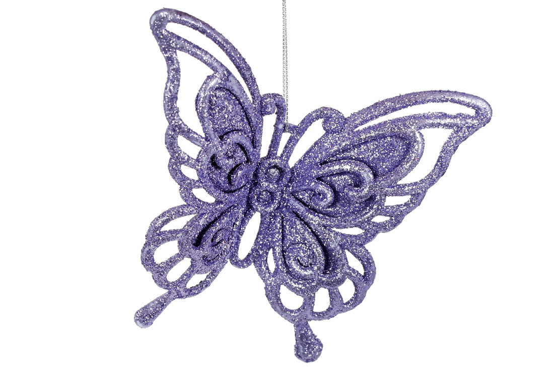 Ялинкова прикраса Метелик 14см, колір - лаванда - Фото