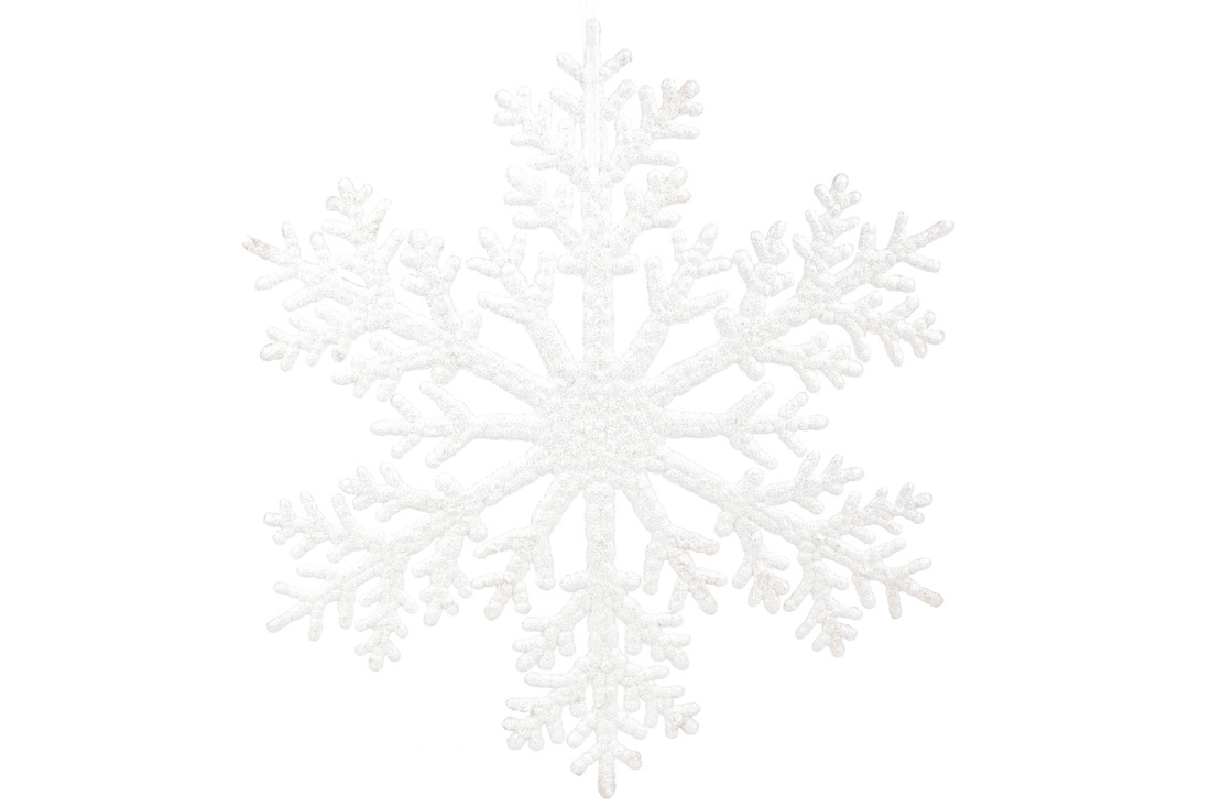Новорічний декор Сніжинка, 30см, колір - білий - Фото