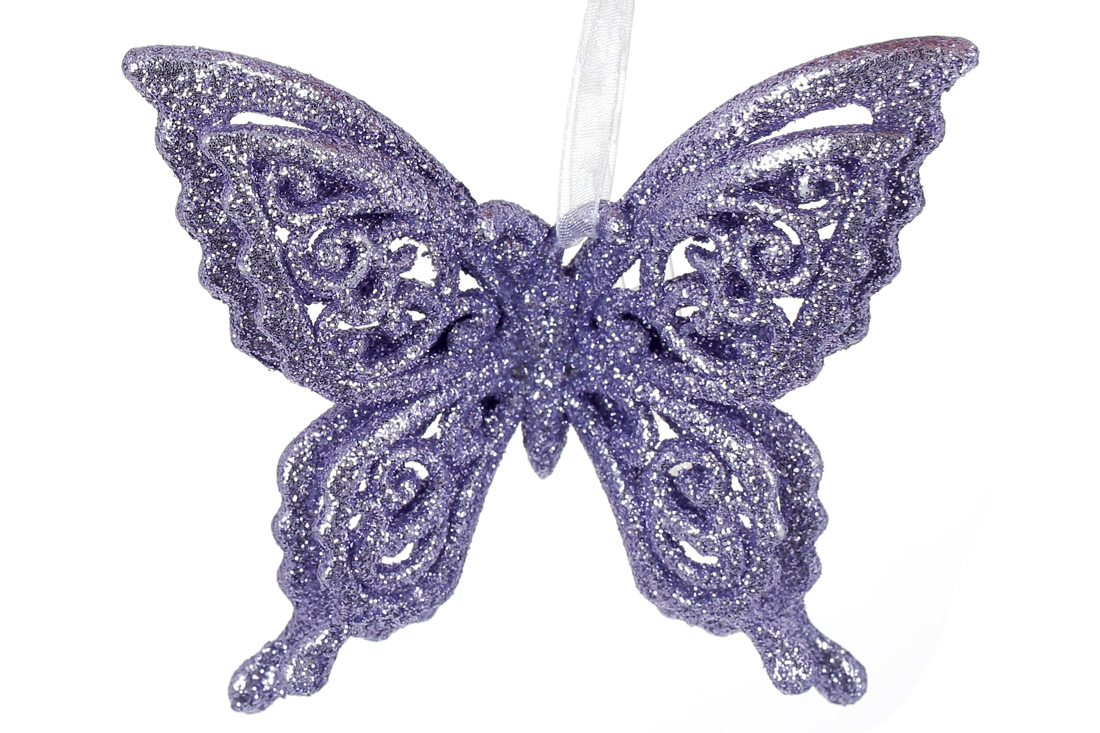 Ялинкова прикраса Метелик 8см, колір - лаванда - Фото