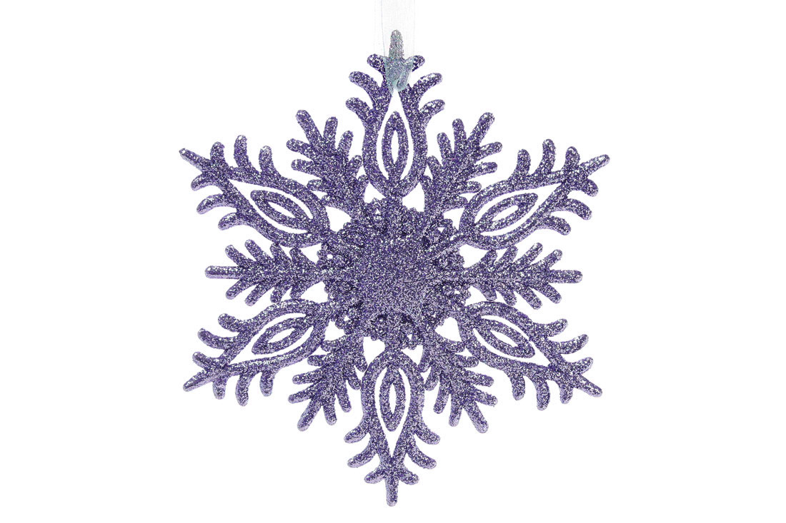 Ялинкова прикраса Сніжинка 15см, колір - лаванда - Фото
