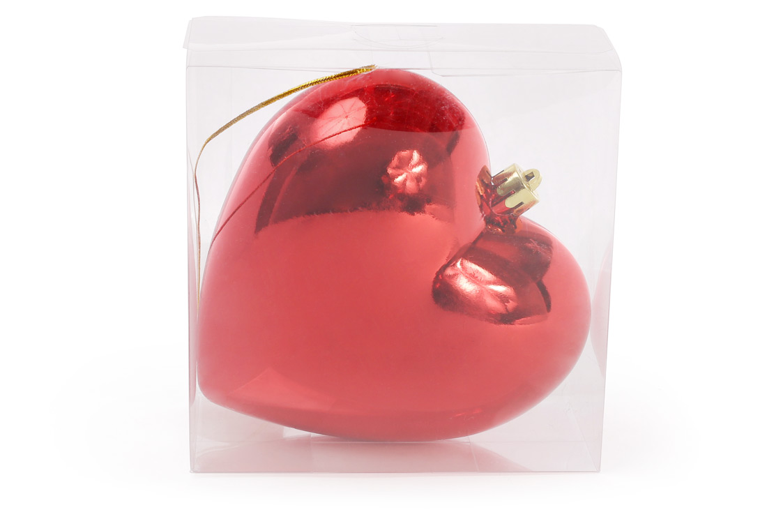 Ялинкова прикраса Серце 14см, колір - червоний - Фото