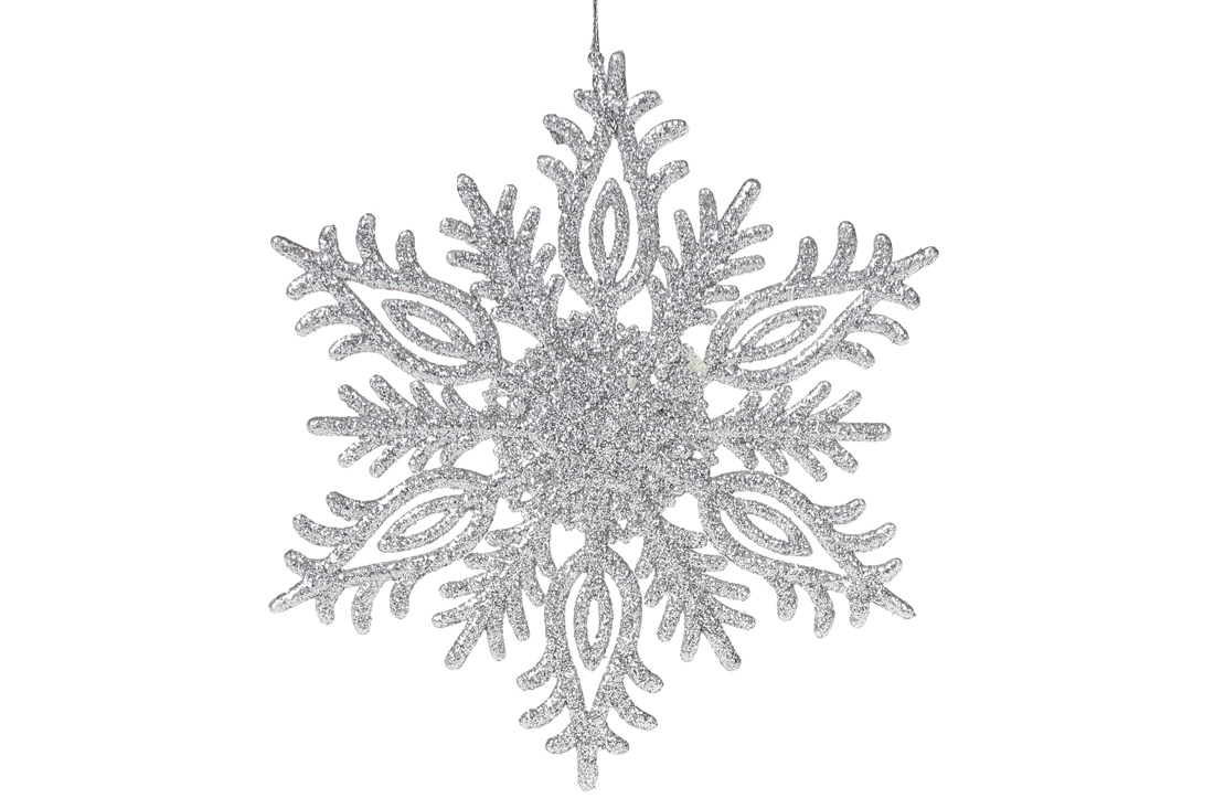 Ялинкова прикраса Сніжинка 15см, колір - срібло - Фото