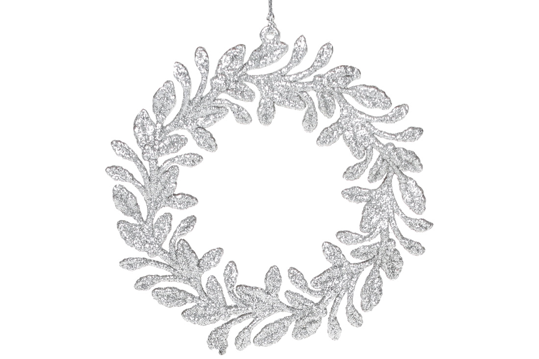 Ялинкова прикраса Вінок, 14см, колір-срібло - Фото
