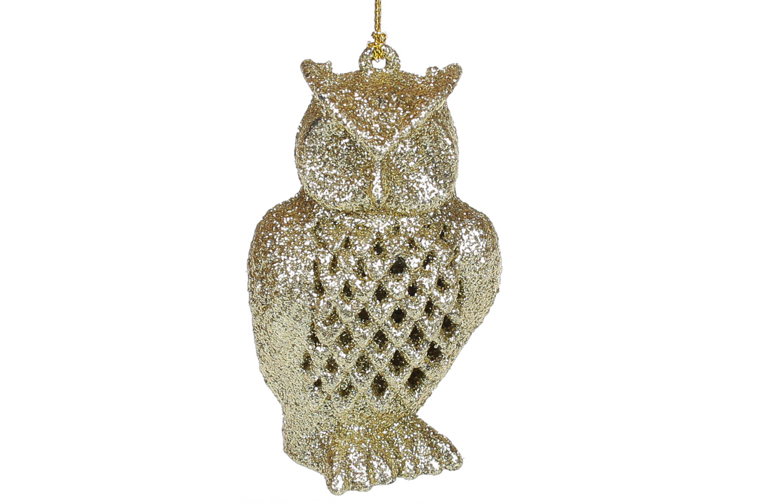 Ялинкова прикраса Сова, 11см, колір - золото - Фото