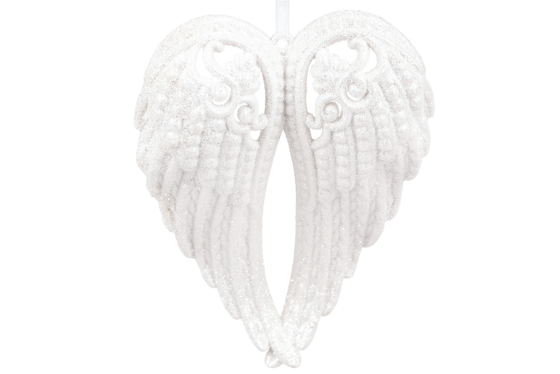 Ялинкова прикраса Крила Янгола, 15см, колір - білий - Фото