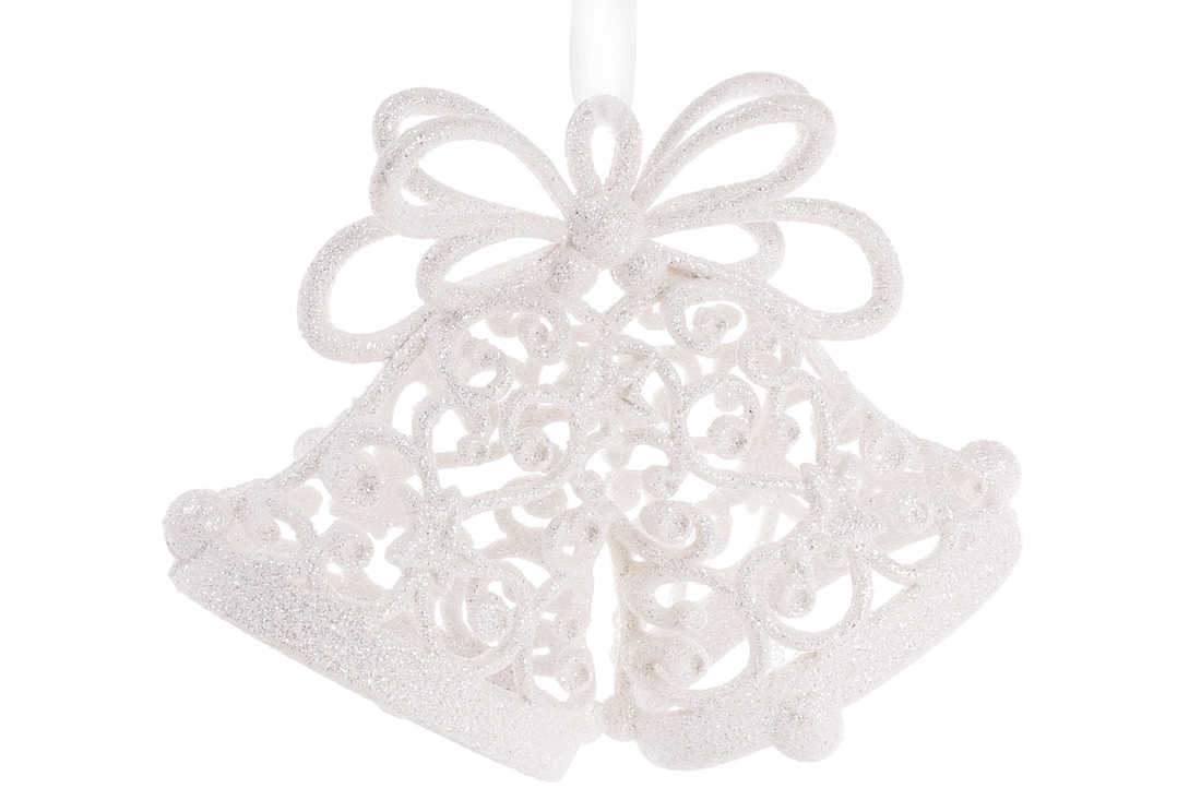 Ялинкова прикраса Дзвіночки 15см, колір - білий - Фото