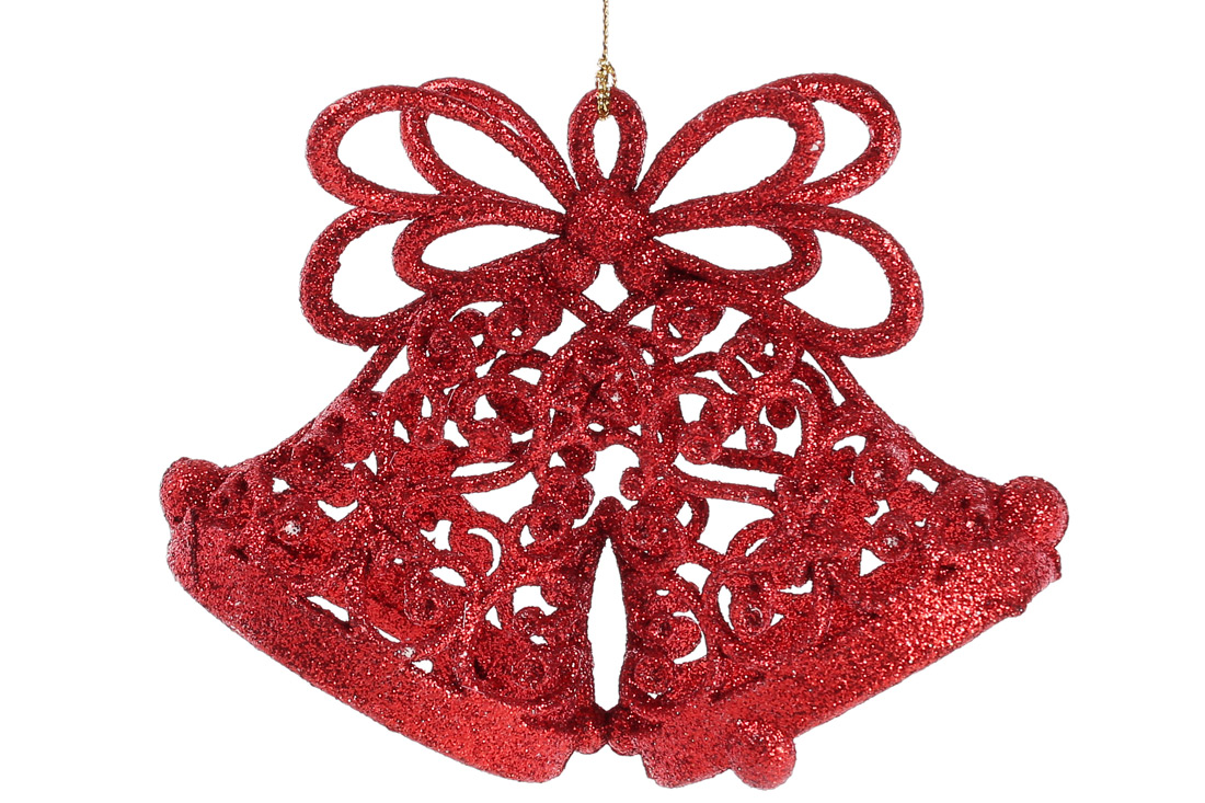 Ялинкова прикраса Дзвіночки 15см, колір - червоний - Фото